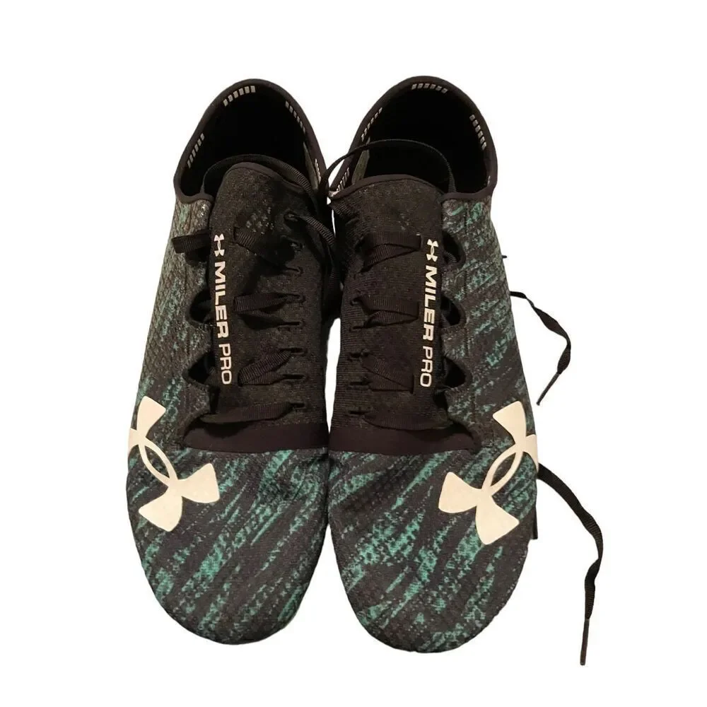 Under Armour Mens Black & Green Speedform Miler Pro Track Spikes Athletic Shoes